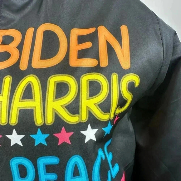 Biden/Harris colorful sunflower zip front jacket by GarmentOne size small - Picture 8 of 10